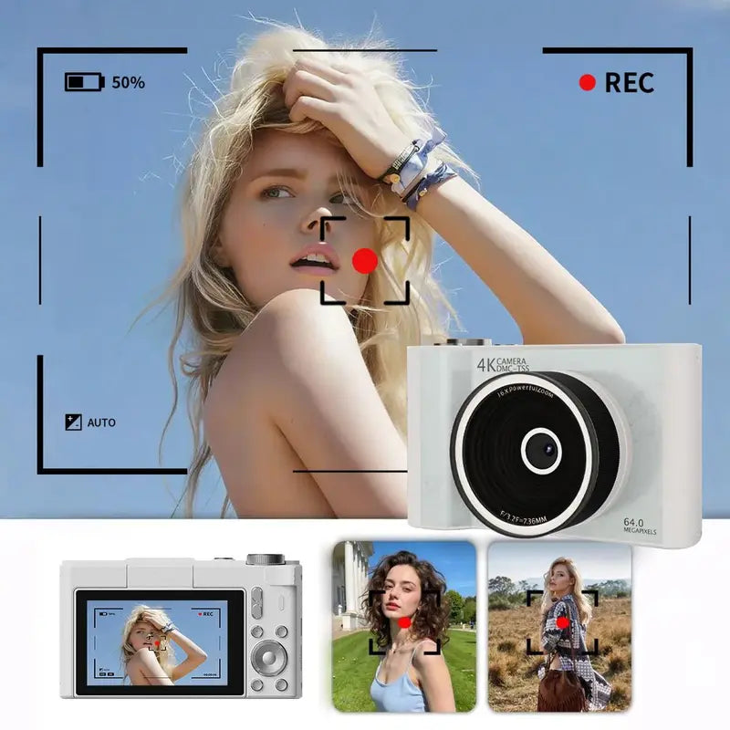 2026 Digital Camera for Photography, Foldable Screen Portable Vlogging Camera with 32GB SD Card, Wrist Strap, Self Timer, Smooth Video vlogging Camera, Ideal Gift for Girls, Boys Teenagers, and Beginners, Birthday Christmas Back to School Gift for Her