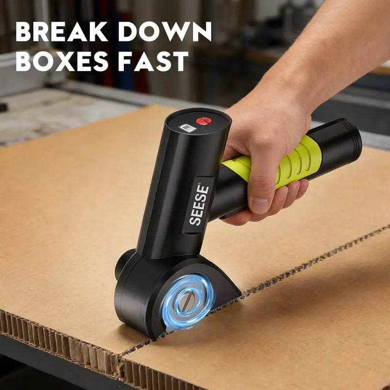 Rechargeable Cordless Electric Scissors, Electric Cardboard Box Cutter with 2 Safety Blades & Storage Pouch - Cuts Cardboard, Leather, Fabric, and Plastic