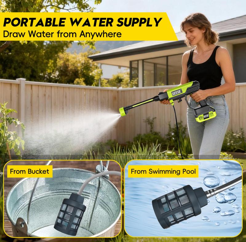 SEESE Cordless Pressure Washer and Single Port Charger Base, Bottle Portable Washer for Car,Home Cleaning & Garden Watering backtoschool