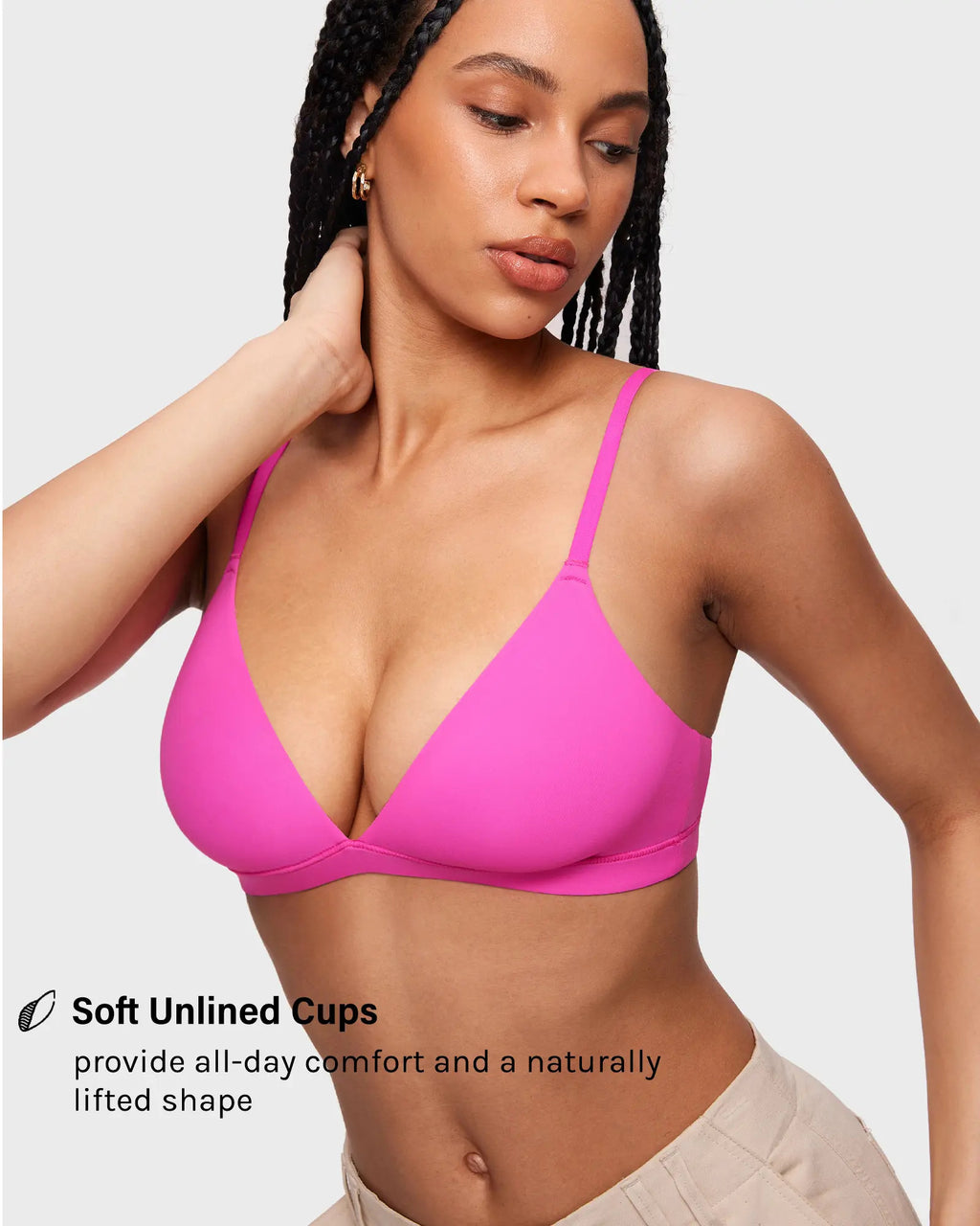 INLYRIC Women's Inbarely Triangle Bralette Plunge Unlined Seamless Bra No Underwire Sexy Comfortable Everyday SpringStatement