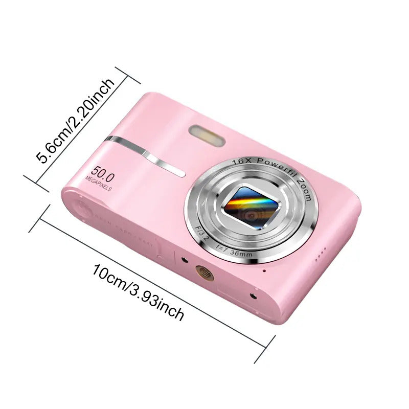FHD 1080P Digital Camera with SD Card, 16X Digital Zoom, Portable Mini Compact Point-and-Shoot Pocket Camera, Shoot Cameras f