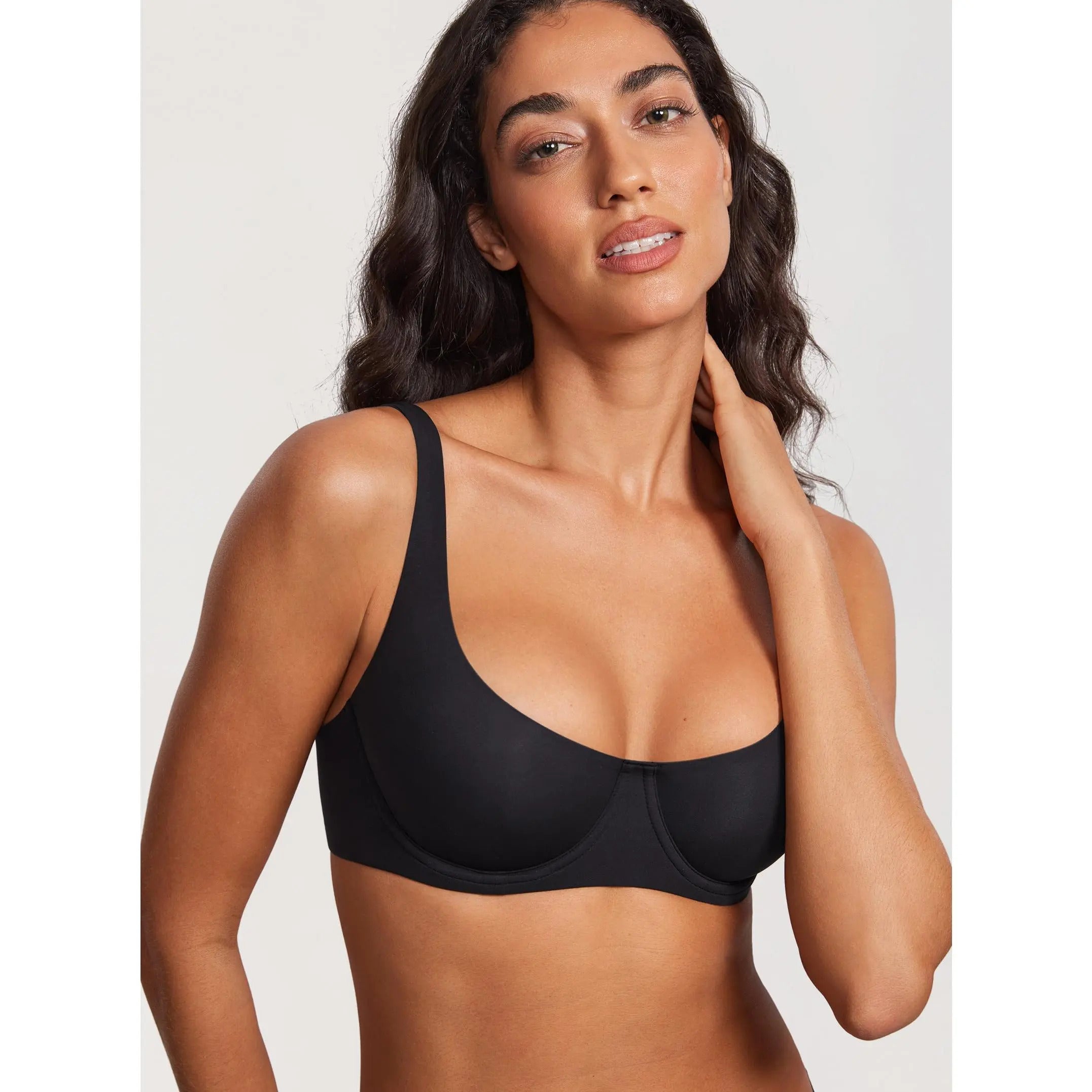 DOBREVA Women's Unlined Balconette Bra No Padded Underwire Supportive Plus Size Smooth Scoop Neck SpringStatements