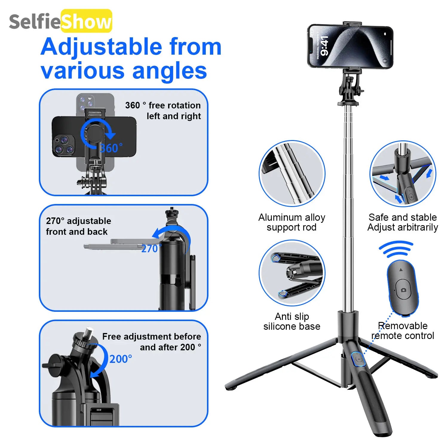 Smart AI Face-Tracking Phone Tripod Selfie Stand, 360° Pan and Tilt with Stabilization for Home and Outdoor Use #TOP PICKS