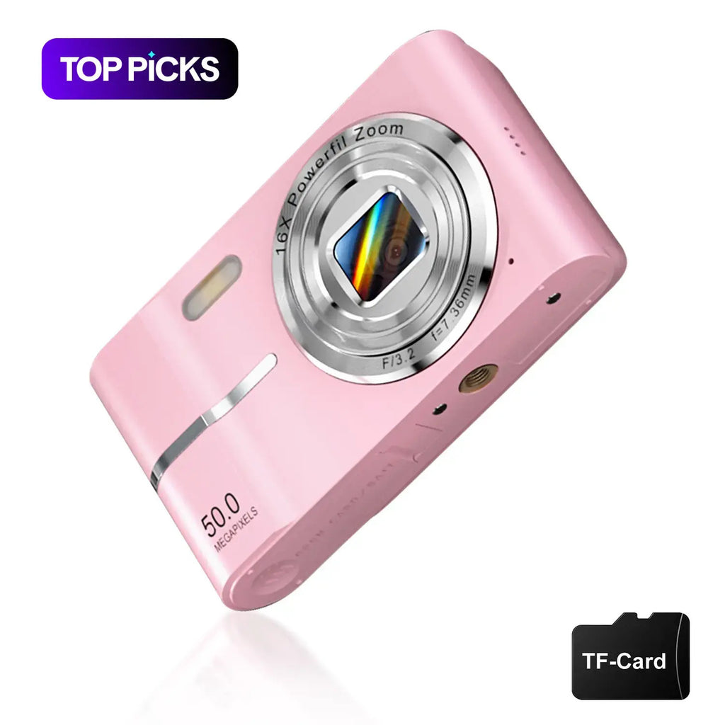 FHD 1080P Digital Camera with SD Card, 16X Digital Zoom, Portable Mini Compact Point-and-Shoot Pocket Camera, Shoot Cameras f