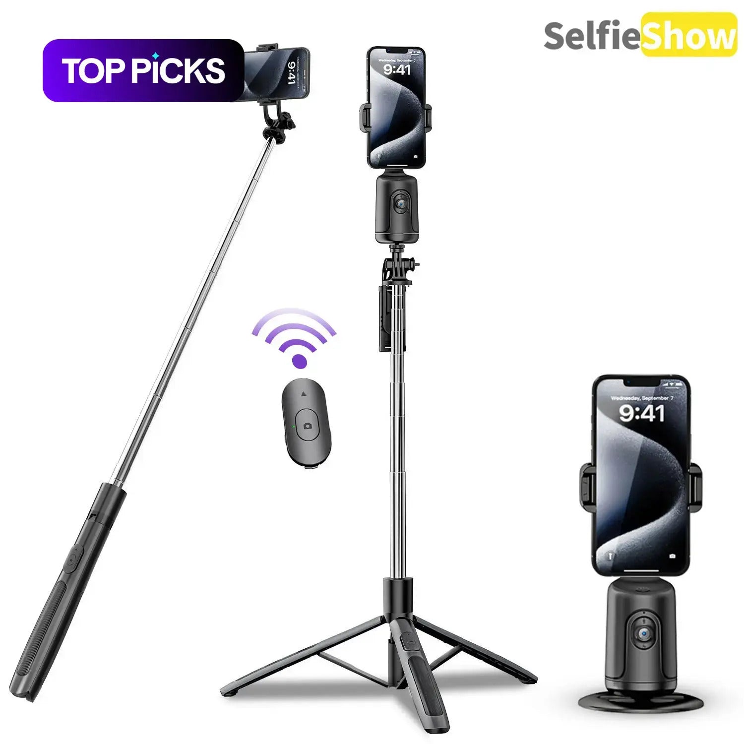 Smart AI Face-Tracking Phone Tripod Selfie Stand, 360° Pan and Tilt with Stabilization for Home and Outdoor Use #TOP PICKS