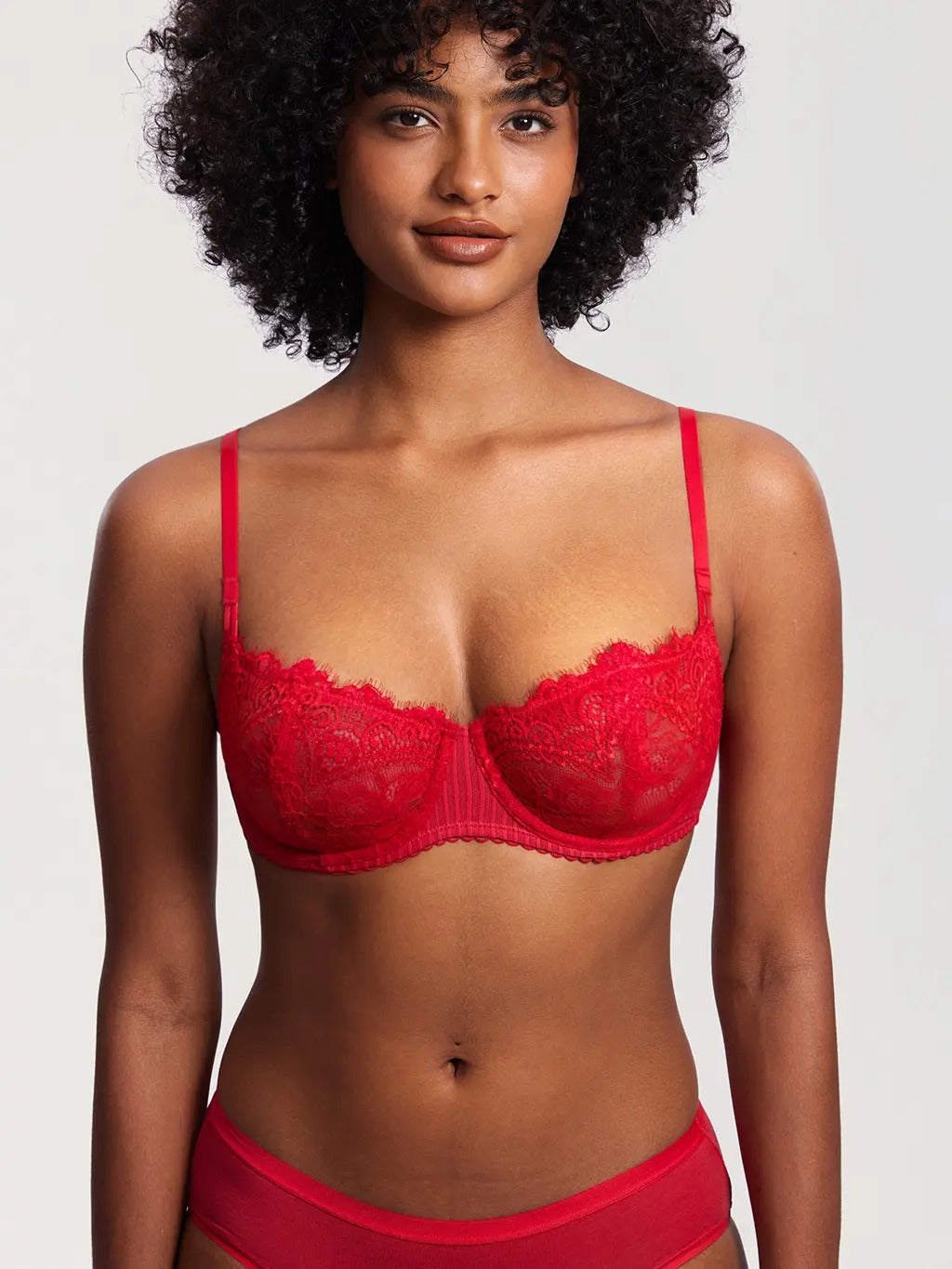 Women's Sexy Lace Push Up Plus Size Bra Sheer Balconette Underwire Unlined SpringStatements