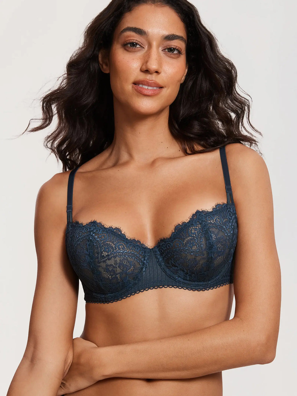 Women's Sexy Lace Push Up Plus Size Bra Sheer Balconette Underwire Unlined SpringStatements