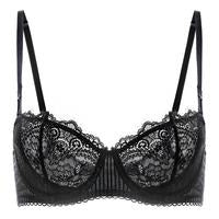 Women's Sexy Lace Push Up Plus Size Bra Sheer Balconette Underwire Unlined SpringStatements