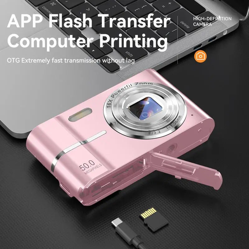 FHD 1080P Digital Camera with SD Card, 16X Digital Zoom, Portable Mini Compact Point-and-Shoot Pocket Camera, Shoot Cameras f