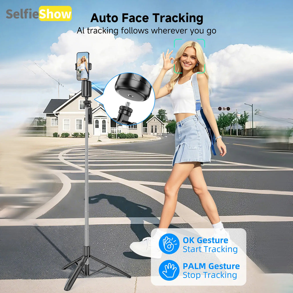 Smart AI Face-Tracking Phone Tripod Selfie Stand, 360° Pan and Tilt with Stabilization for Home and Outdoor Use #TOP PICKS